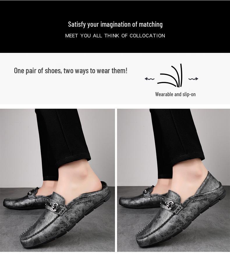Men's Large Size Soft Sole Slip-on Leather Loafers - Casual Driving & Business Shoes