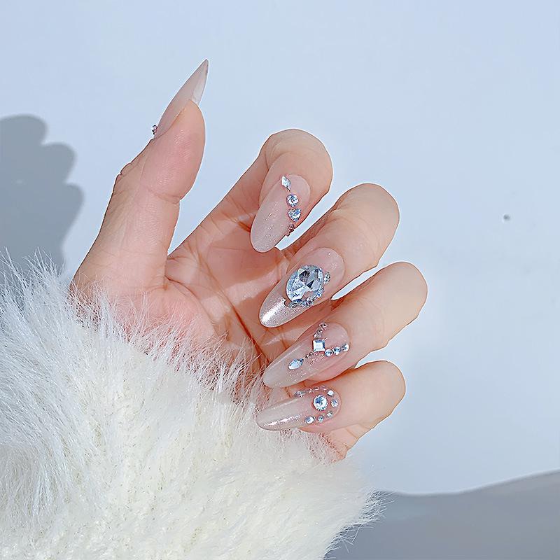Rhinestone Luxury Oval Nail Tips 2026: Long, Sexy, Handmade, Detachable
