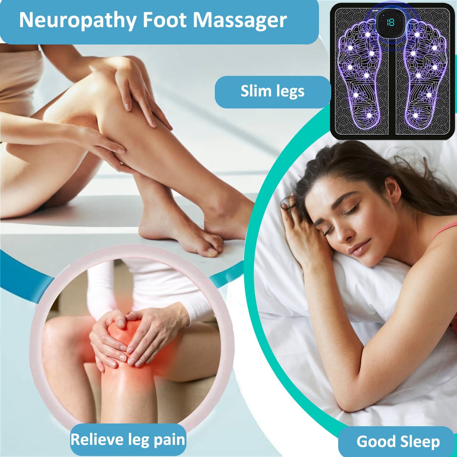 EMS Foot Massager Mat for Pain Foot Relief, EMS Foot Stimulator for Pain Relief Improve and Facilitate Muscle Performance in The Shoulder, Massager &