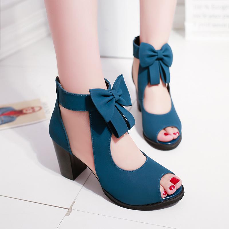 Fashion 2025 Summer New Fashion Cool Boots Hollow Bow Womens Sandals Rear Zipper Fish Mouth Womens Shoes Large Size Cool Boots 35-43