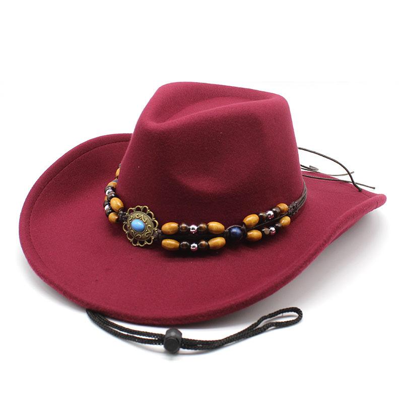 Western Regions Cowboy Hat Men'S And Women'S Woolen Top Hat Ethnic Style Tibetan Cowboy Hat