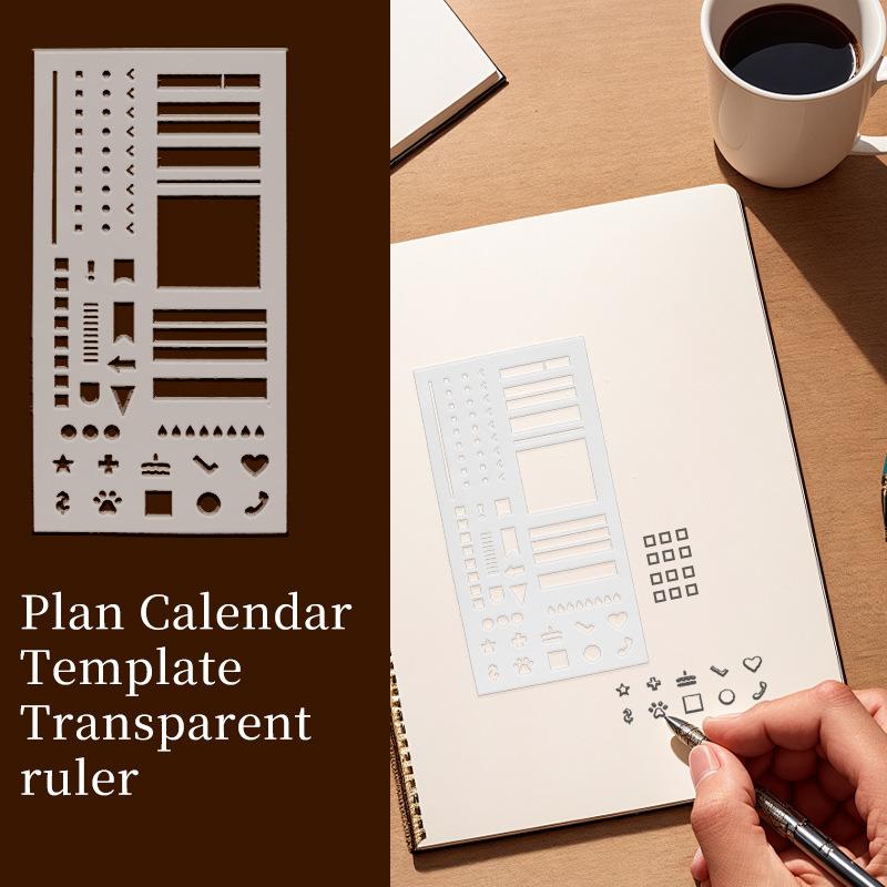1Pcs Handmade Ledger Plan Calendar Template Transparent Ruler Painting Books Creative Aids Safe Material Portable