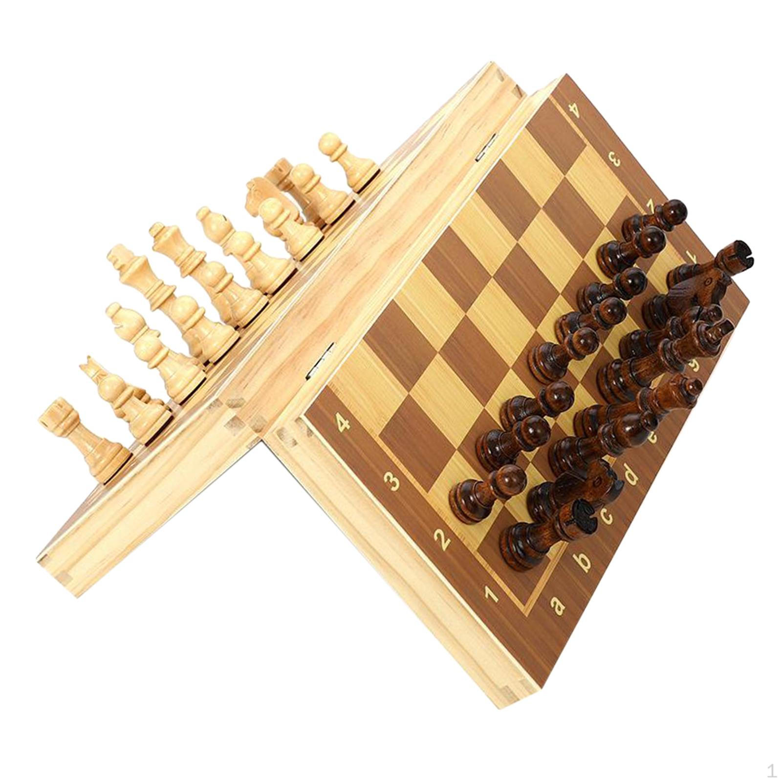 1en Folding Chessboard Indoor Travel Chess Pieces Board Entertainment 29x29cm