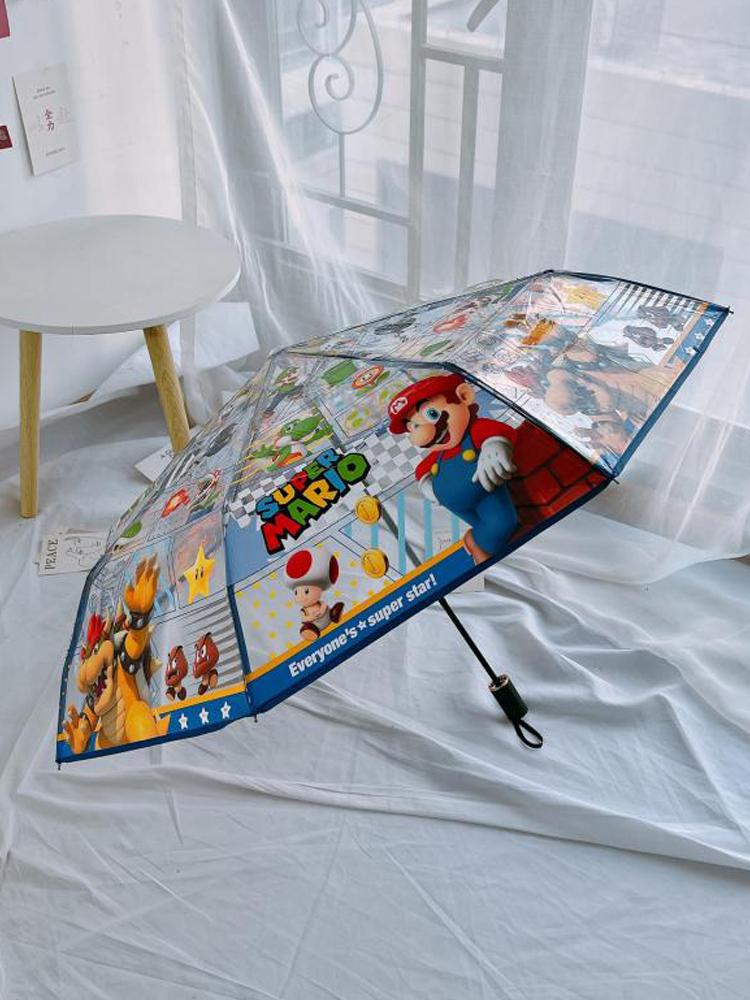 

Anime Super Mario Bros Manual Automatic Umbrella Transparent Folding Portable Wind Resistant Sunshade Birthday Christmas Gifts