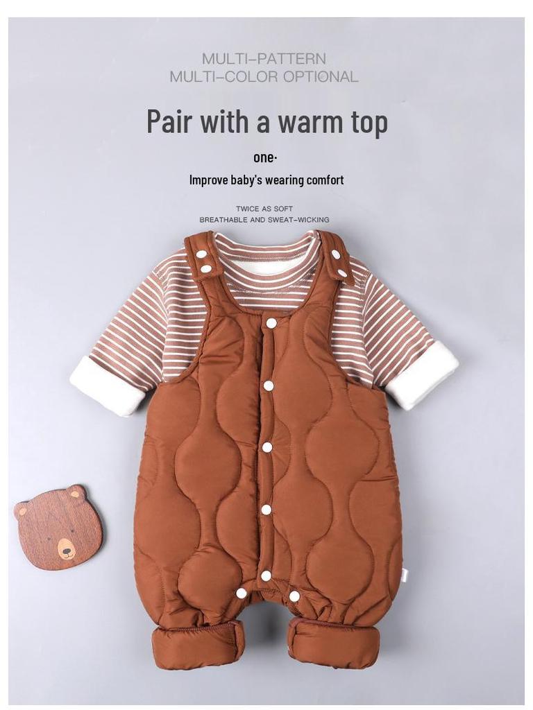 Pikowany kombinezon niemowlęcy: Ciepłe kombinezony jesienno-zimowe z rozpięciem w kroku