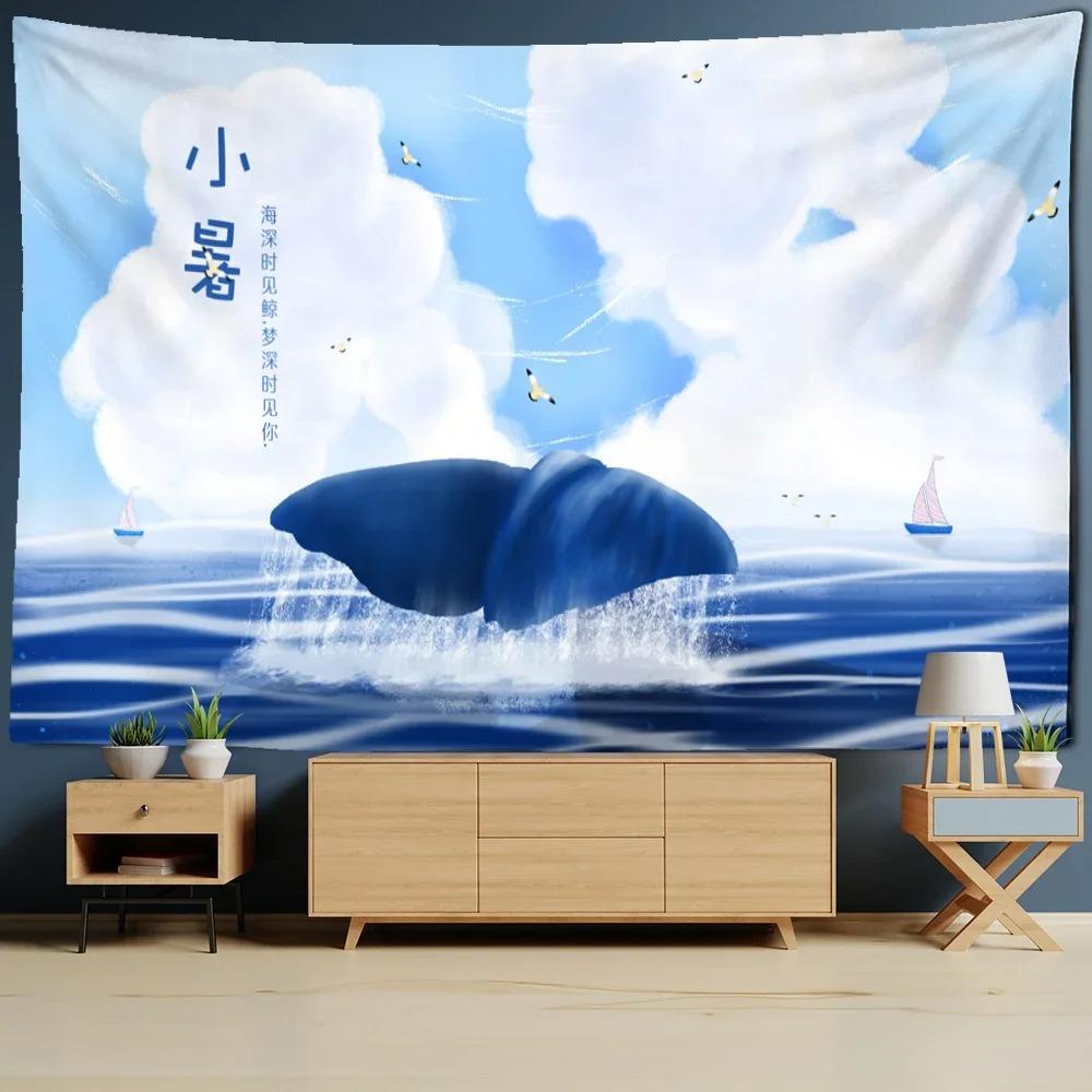 Cartoon Whale Comic Decorative Tapestry Home Wall Living Room Office Decorative Tapestry