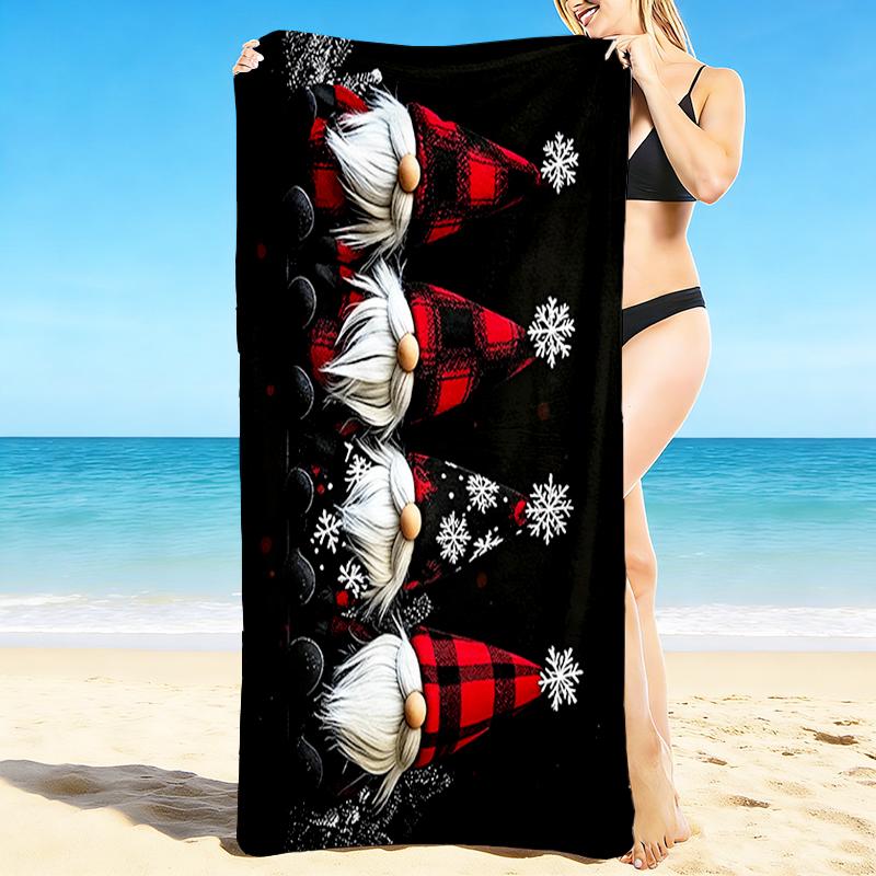 1Pc Christmas Gnome Parade Beach Towel, Quick Dry, Multi-Use for Beach Pool Gym Yoga Home Travel, Christmas, Halloween, Xmas Gift M928721