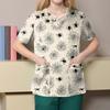 Women's Fashion  V-Neck Short Sleeve Overalls Double Pocket Halloween Printed Tops  Apparel