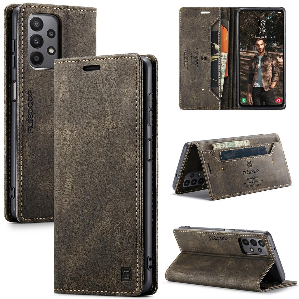 For Samsung Galaxy A23 / A23 5G / M23 Vintage Leather Flip Wallet Case with RFID Blocking Card Slot, Matte Retro Folio Cover (4 Colors)