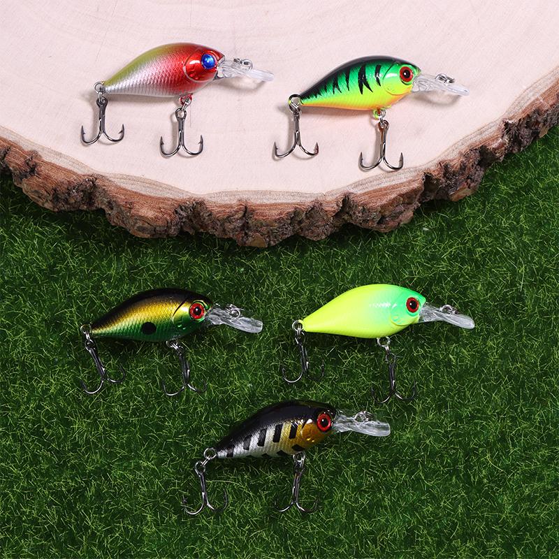 5 Stück/Box Kurbelfisch Rock Fish Barsch Angelköder Set 4,4G Künstliche Köder Oberflächenköder Kurbel Wobbler Angelzubehör