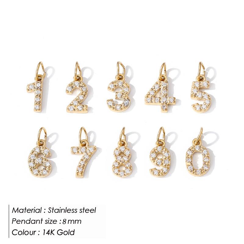 CARLIDANA New Popular Zircon Heart Symbol Number Charms Stainless Steel 18K Gold Plated DIY Jewelry Pendant for Bracelet