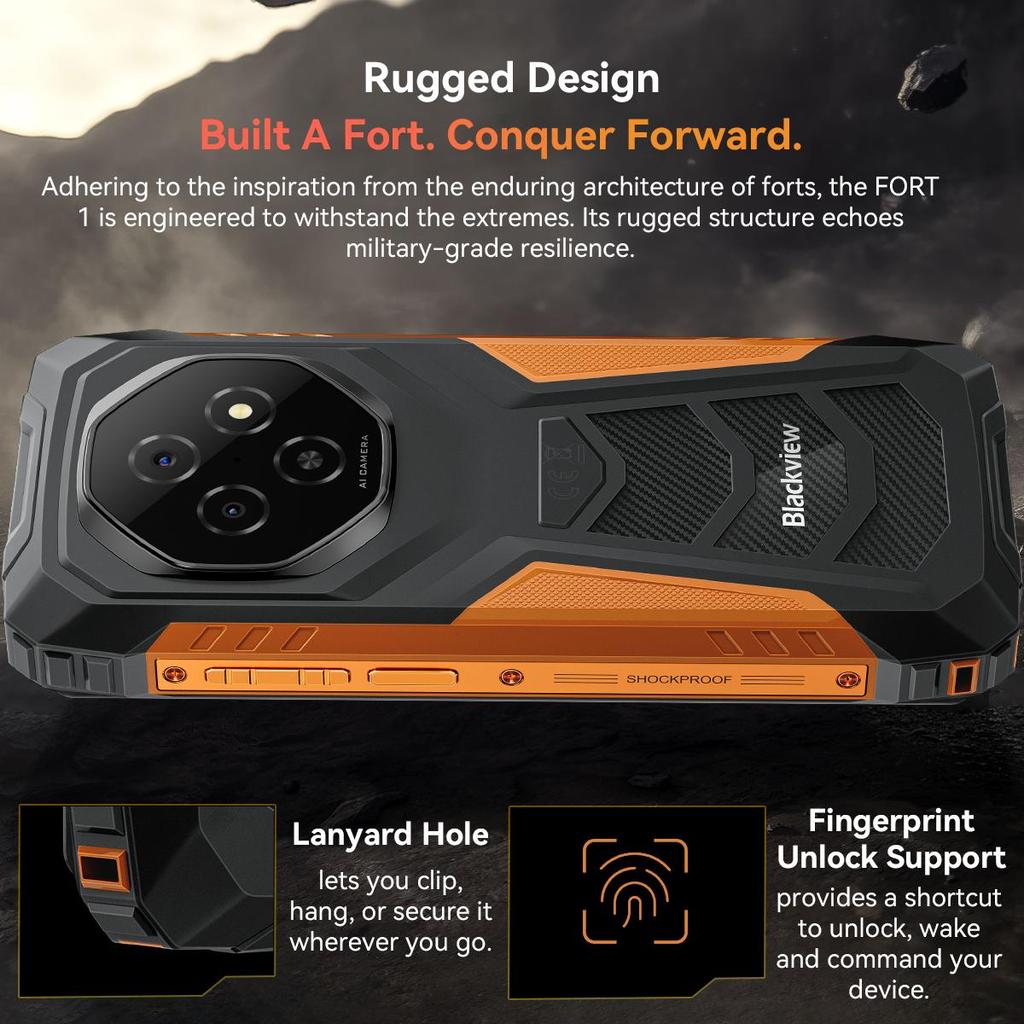 Blackview FORT 1 5G 4/6GB 128/256GB Android 15 Rugged Smartphone 6.56 Inch 90HZ  Mobile Phone 11000mAh