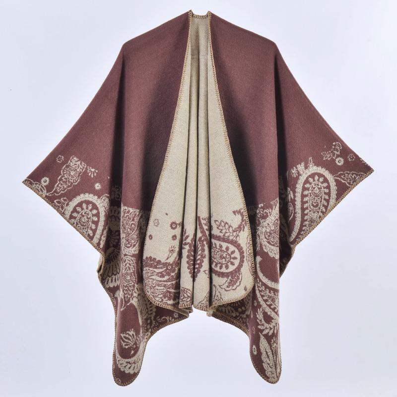 New scarf women's retro court style cashew flower thickened warm large shawl cape