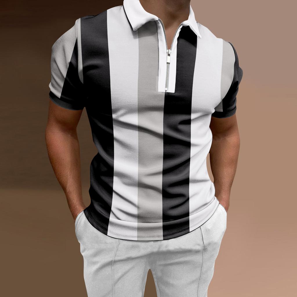 Striped Printed Casual Men's Short Sleeved Shirt
