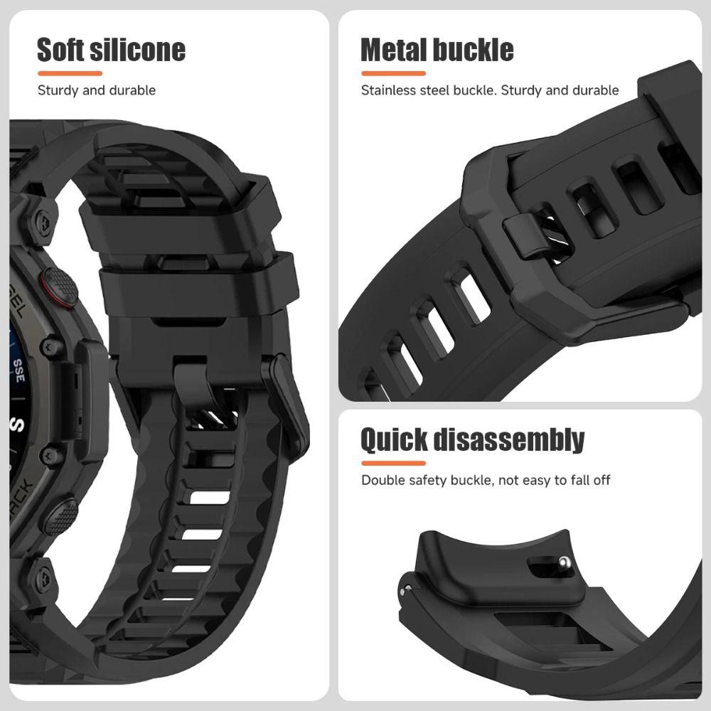 Replacement Silicone Strap Breathable 48mm Smart Watch Band Quick Release Comfortable Watch Accessories for Amazfit T-Rex 3 Pro
