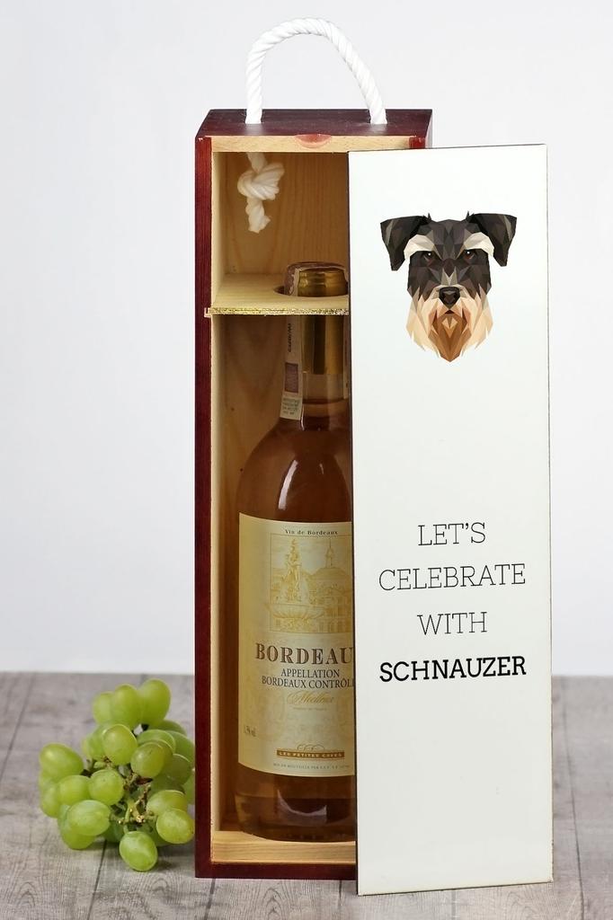 Sznaucer, Schnauzer - Geometryczne Pudełko Ze Zdjęciem I Napisem Na Wino Marki Art-Dog