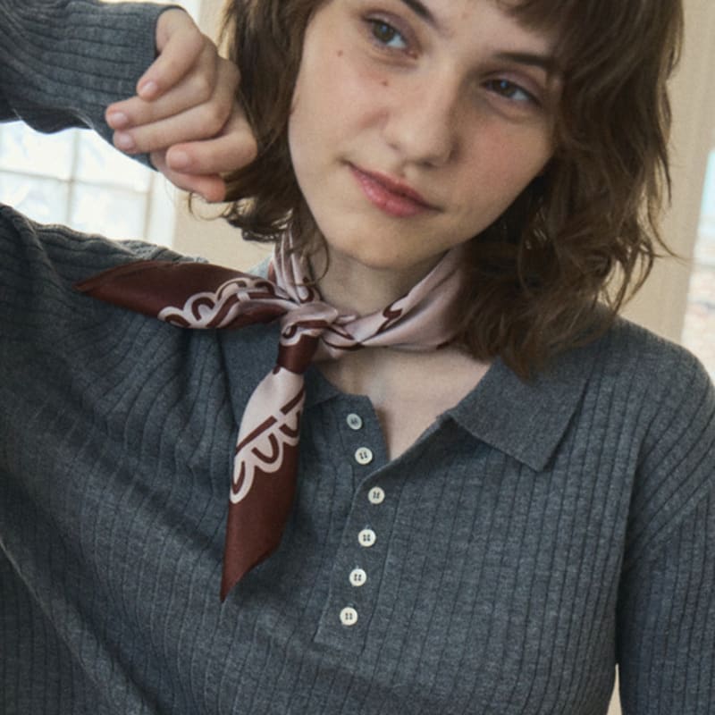 OUR NOSTALGIA Our nostalgia silk scarf_Brown(O25-ACC01)