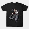 Beautiful Unisex Dressed In Black Riding A Motorcycle T Shirt Vintage Soft Fashion Homme Stylish Versatile Breathable