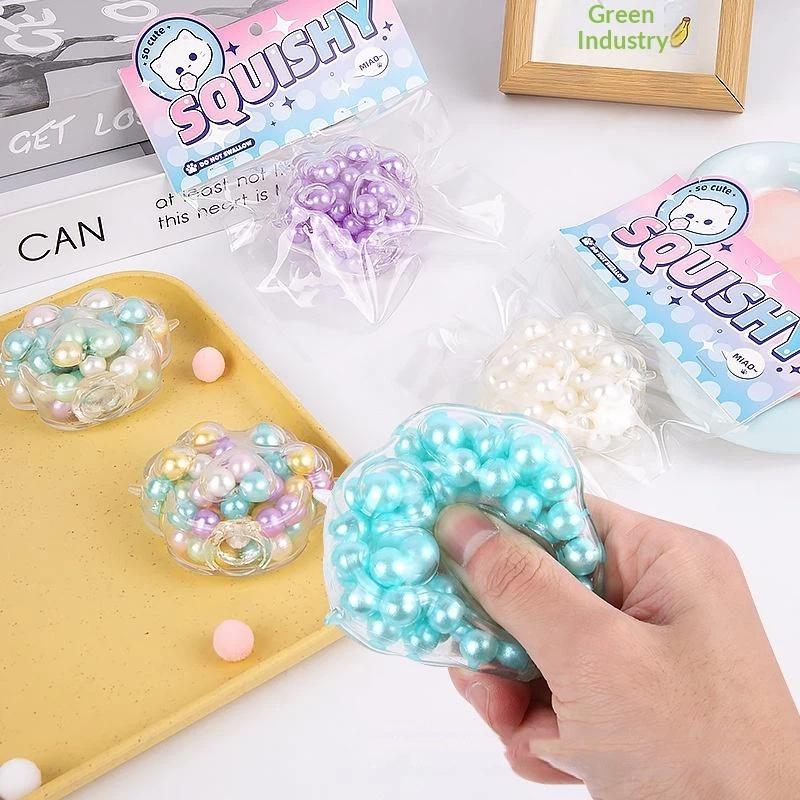 Pearl Filled Fidget Stress Toy Soft Stretch Texture For Anxiety Relief Office Kids Adults Use