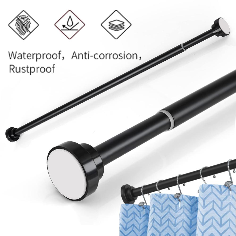 Adjustable Shower Curtain Rod 85-195cm Telescopic Tension Spring No Drilling Premium Stainless Steel Non-Slip Bathroon Poles