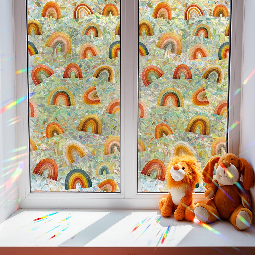Warme Regenbogen Lasergeschnitten Glitzer Heimdeko Fensteraufkleber