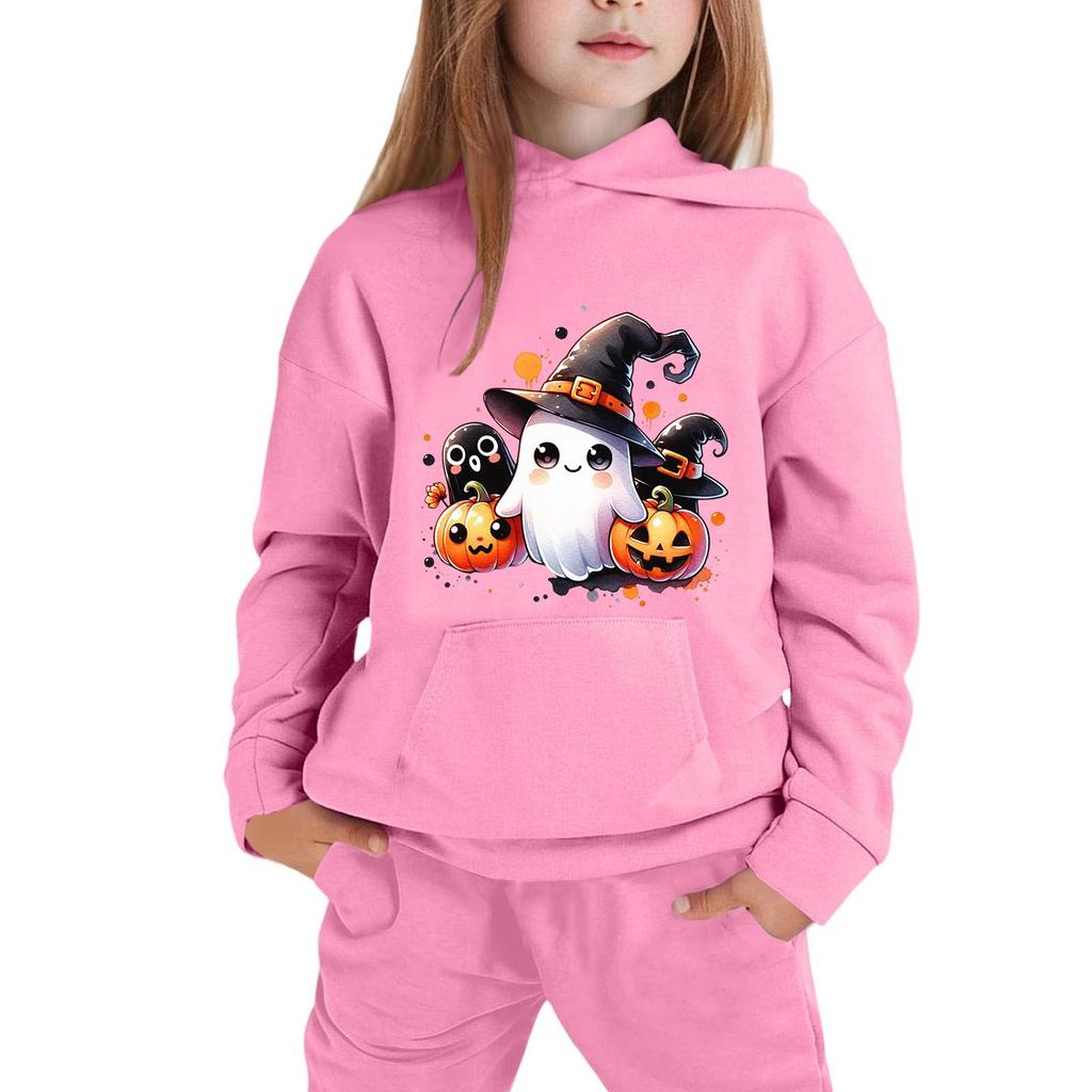 Kids' Hooded Sweatshirt with Halloween Print for Boys and Girls