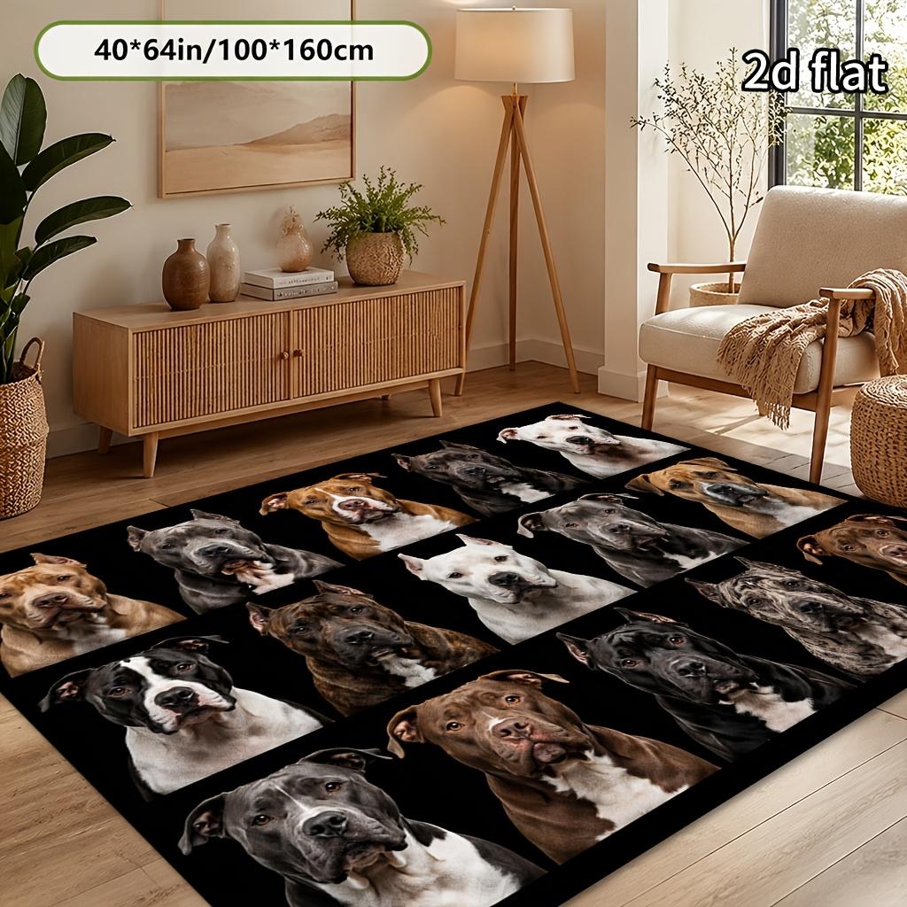 Pitbull Dog Collage Print Decor Area Rug, Pet‑Themed Floor Mat for Living Room, Bedroom, Indoor Home Decoration