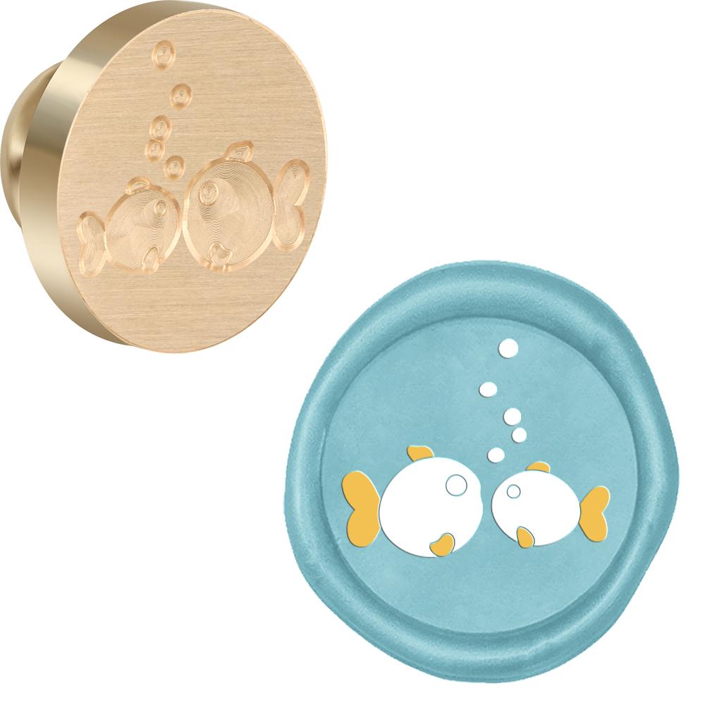 Marine Life Theme Wax Seal Stamp Retro Sealing Wax Stamp Dolphin, Wave Pattern Removable Brass Head for Envelope Card Package