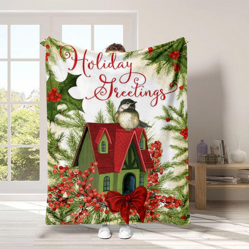 Christmas Cartoon Series Printed Blanket for Sofa Travel Camping Living Room Office Conditioning Blanket for All Seasons Gifts