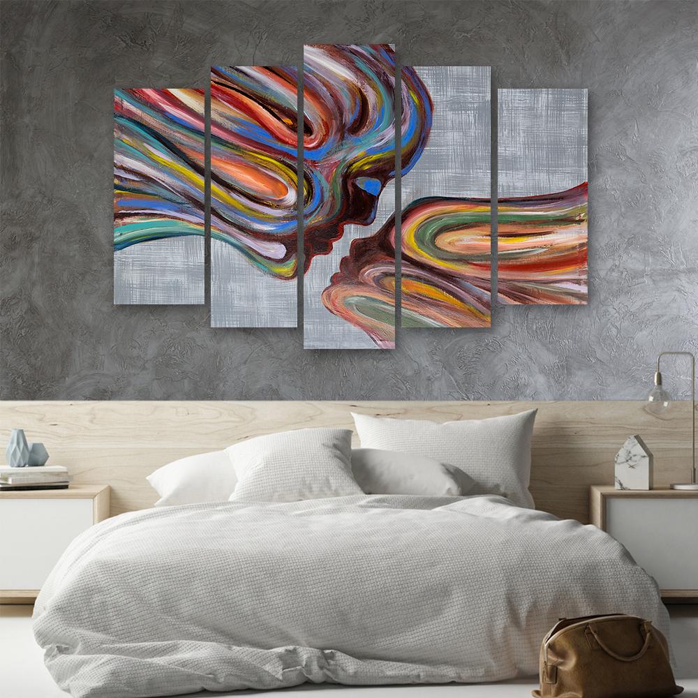 Five Piece Picture Canvas Print Kissing Faces