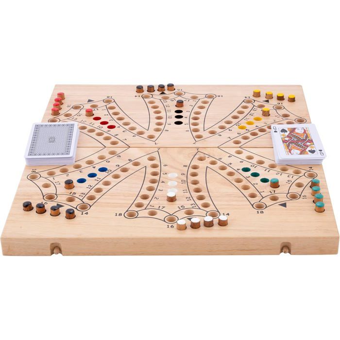 Engelhart - 350264 - Tock XL Game In Hevea Wood - Folding Box - 6 Players with Cards and Pawns Included