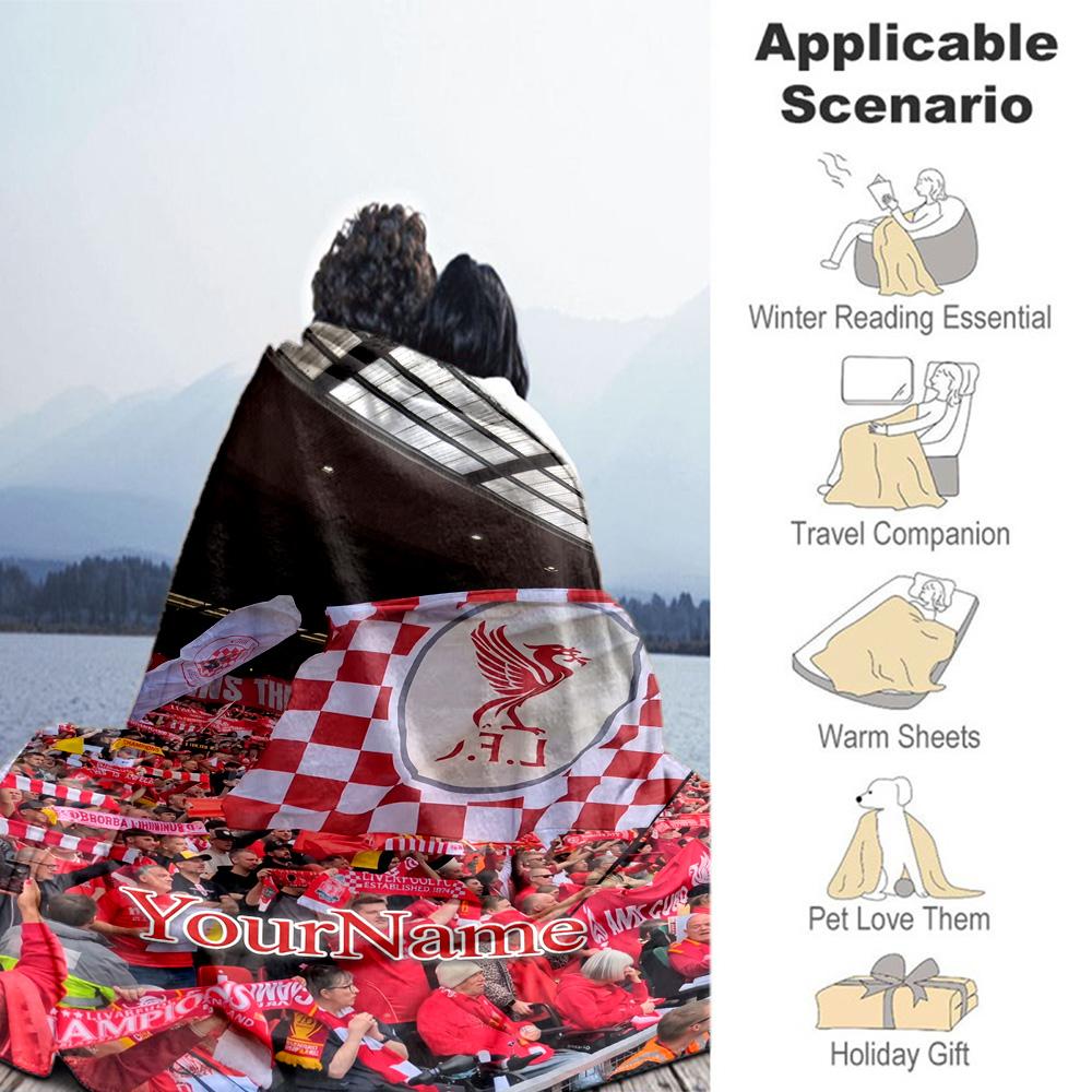 Liverpool Personalized Text Blanket Cozy Personalized Blanket Soft Warm Cozy for Seaside Nap Sofa Bed Four Seasons Multipurpose