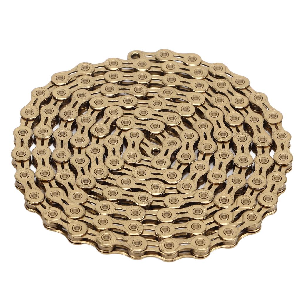 Mountain Bike Chain 10 Speed High Carbon Steel Gold Hollow Bike Speed Chain Replacement for Cycling
