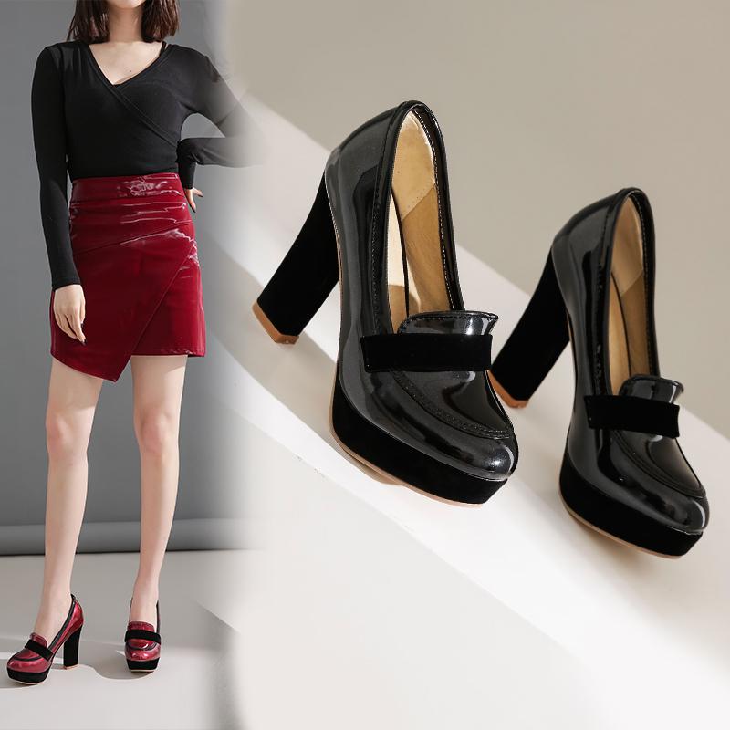 Ladies High Heel Shoes Spring Summer Genuine Leather Womens Pumps Platform Sexy Dress Footwear Ol Shoes