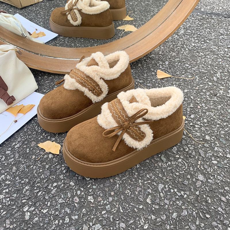 Fleece Warm Comfortable Casual Fashion Versatile Boken Cotton Shoes New Muffin Thick Sole Heightening Fluff Cotton Shoes