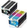 Cartouche D'encre - JETTRUEMEDIA - 16-18 - Multi-couleurs - 600 Pages Noir - Compatible Epson
