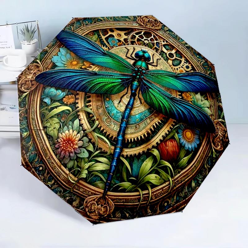 Dragonfly Artwork Design 8-Frame for Travel, Camping, Casual Lightweight Portable Umbrella, Essential for Every Family Holidays Birthday Gift