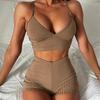 Women's Ribbed Solid Color Bikini - Sexy Flat Angle Swimsuit, In Stock