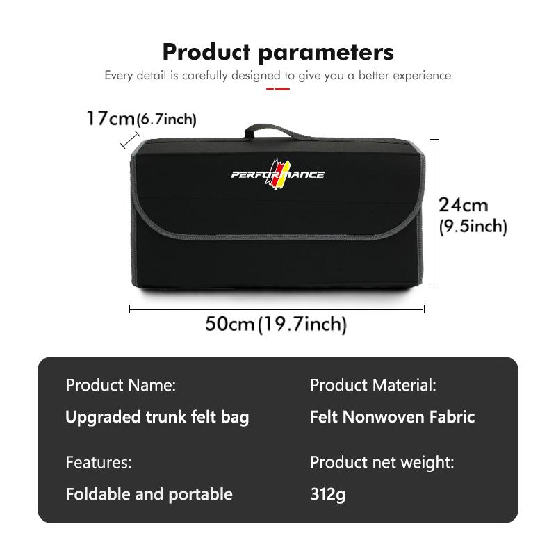 AAACF1 Felt Car Trunk Folding Organizer Bag Foldable Trip Storage Box For BMW Performance 1 3 5 7 Series M E93 F20 iX1 iX2 iX3 iX5 iX6