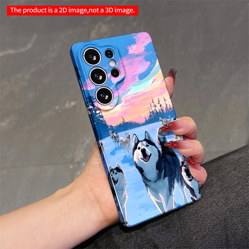 2DFlat Samsung phone case Winter Huskies at Sunset Sky Applicable to Galaxy S23 S24 S25ULTRA S26 A12 A14 A15 A16 A54 A55