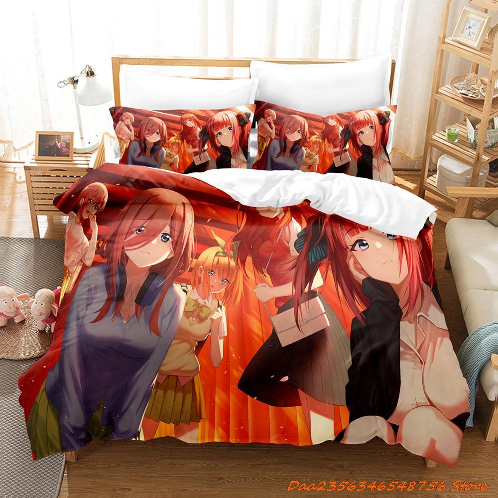 Personelity The Quintessential Quintuplets Bettwäsche-Set, Einzelbett, Doppelbett, Queensize-Bett, Kingsize-Bett, Bettset für Erwachsene und Kinder, Schlafzimmer, Duvetcove