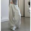 Spring Autumn Solid Basic Sweat Pants Women Simple Y2K All Match Loose Wide Leg Stripes Trousers Vintage Oversize Streetwear Sports Bottoms