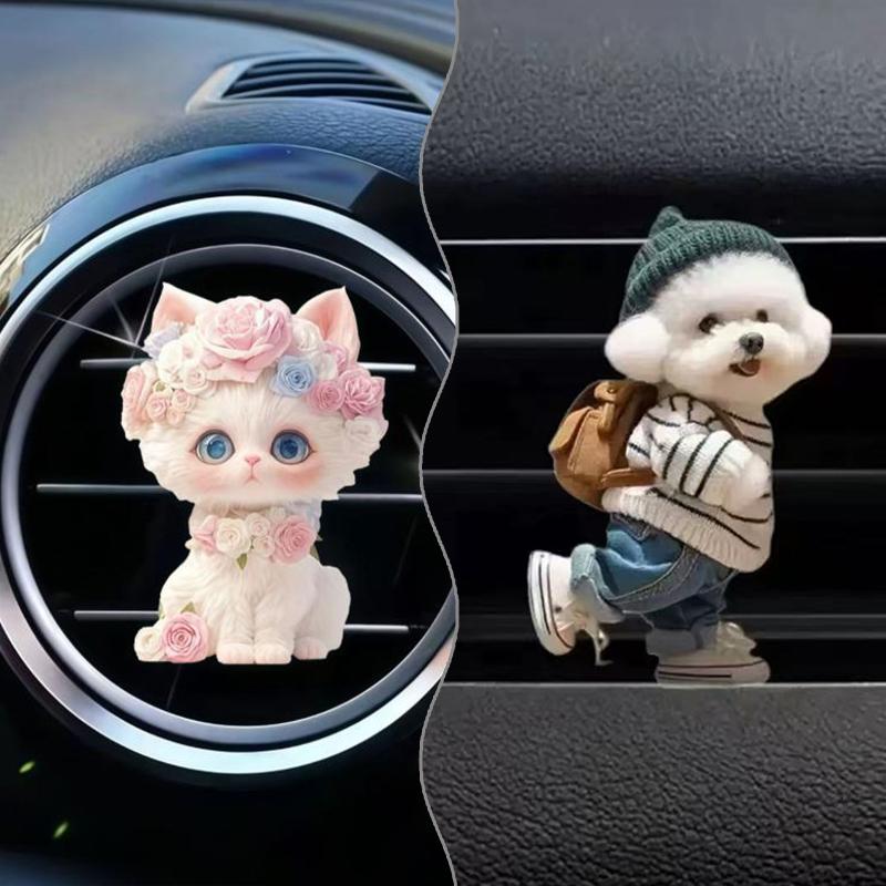 Salida de Aire para Coche Sudadera de Aromaterapia Clip de Ventilación Terminado para Gato Decoración de Coche Aromaterapia Linda Acrílico Impermeable Decoración