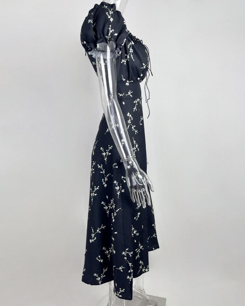 Women's Summer Sexy Elegant Slit Fashion One Shoulder Floral Dress