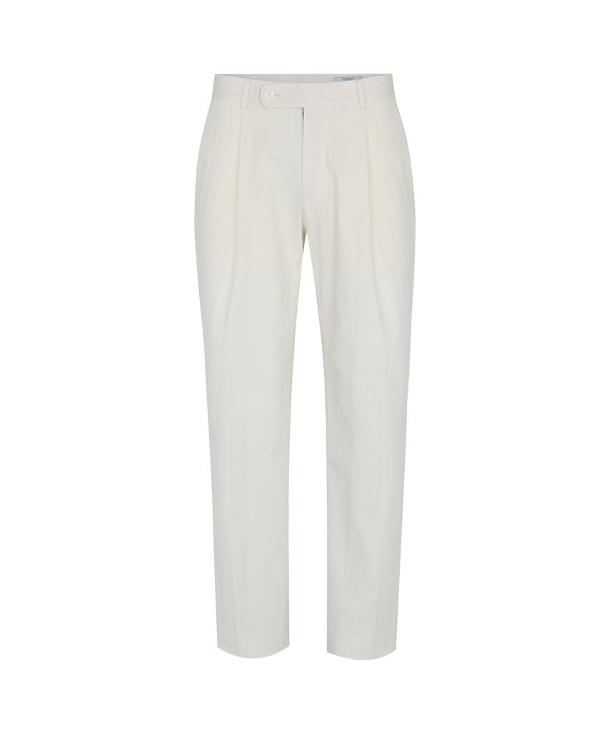 SOLEW Cotton Tapered Single-Pleat Pants_White