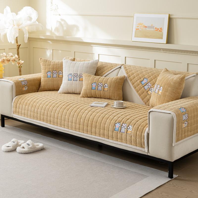 Corduroy Sofa Cushion Autumn And Winter Thickened Warm Plush Seat Cushion New Non-Slip Cover Cloth Leather Cover