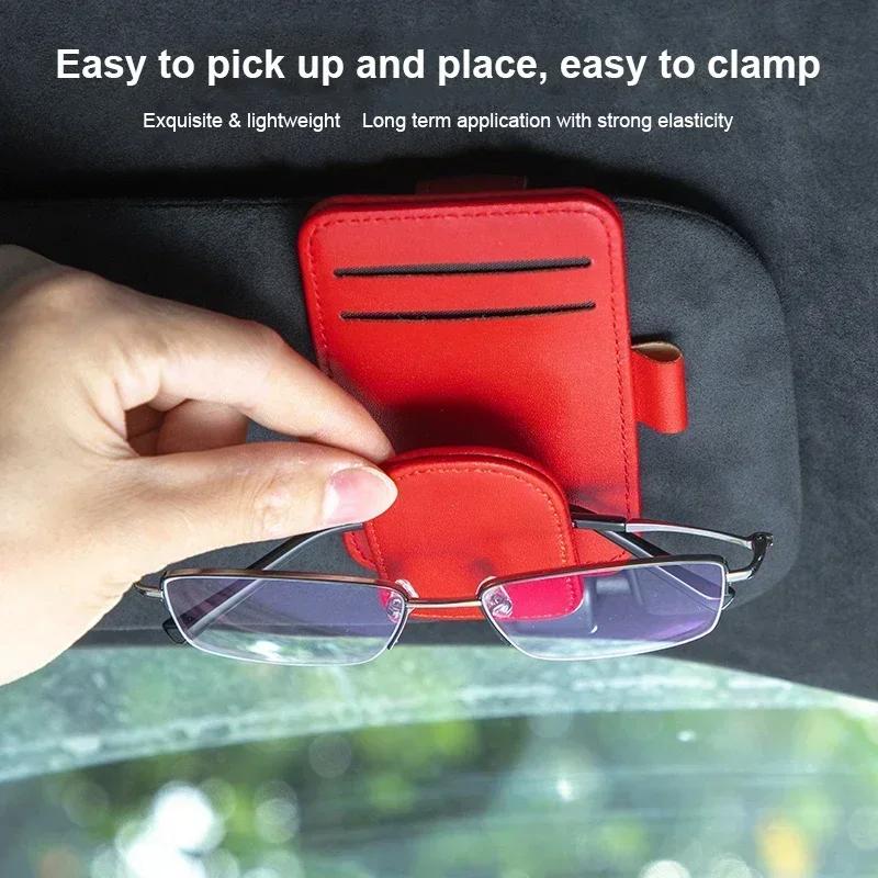 2025 New Car Multifunctional Glasses Clip PU Material Car Storage Glasses Clip Sun Visor Universal Car Sunglasses Clip
