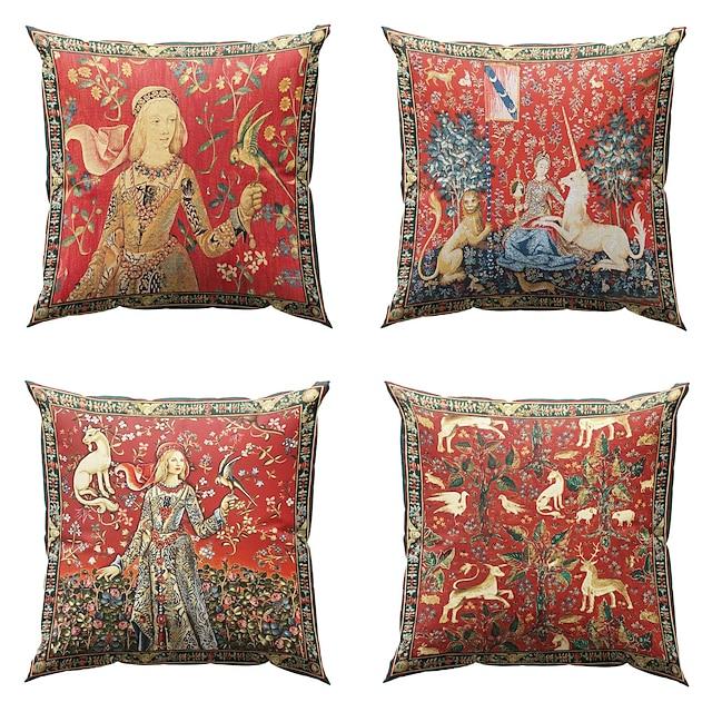 Tapestry and unicorn of the medieval middle ages 75x100 чёрный