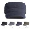 [Casual Military Hats For Men Cotton Flat Top Army Caps Women Solid Color Black Sun Hat Metal Tag Visor Curved Brim Adjustable