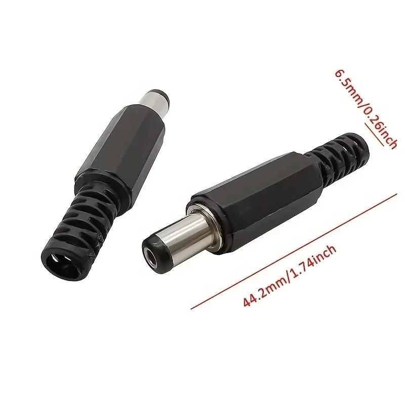10pcs 5.5mm X 2.1mm DC Power Plugs Male Barrel Connectors Black